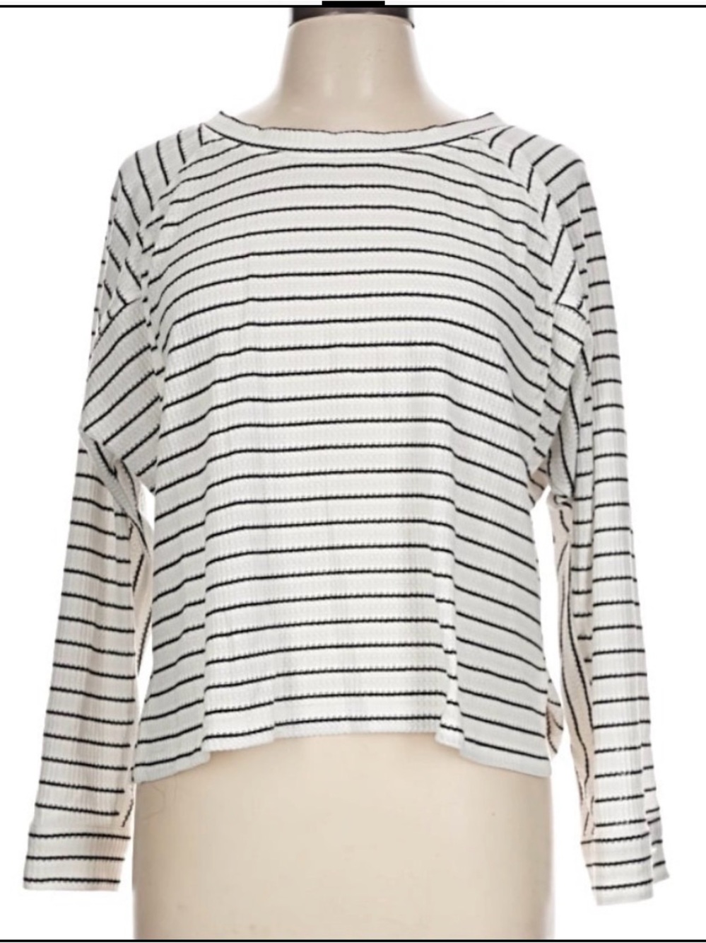 Adrianna Papell White and Black Striped Lightweight Knit Top